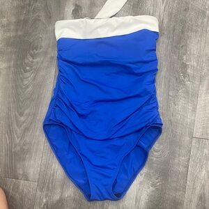 Lauren Ralph Lauren Royal Blue and White One Piece Swimsuit